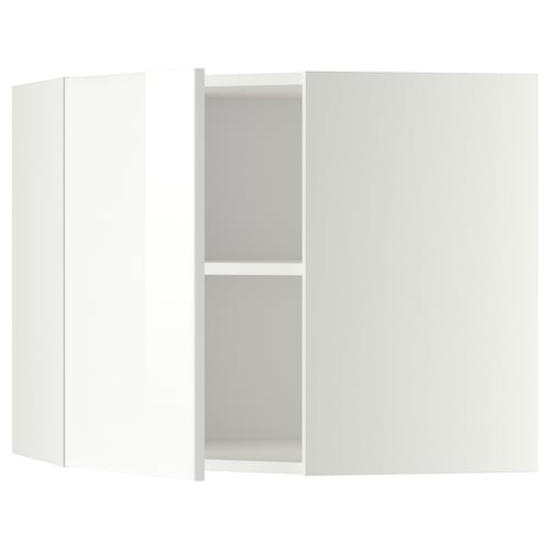 Armoire de cuisine blanche METOD avec porte brillante, design moderne.
