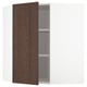 Armoire de cuisine ouverte avec porte en bois brun foncé, étagère réglable, design moderne, intérieur blanc.
