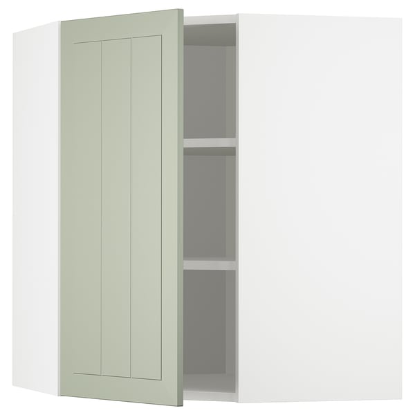 Armoire Ikea METOD verte avec étagères réglables.