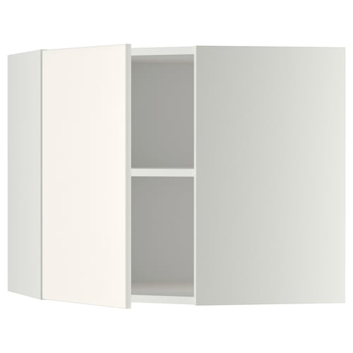 Armoire de cuisine METOD blanche, design incurvé, avec une section ouverte, surfaces lisses.