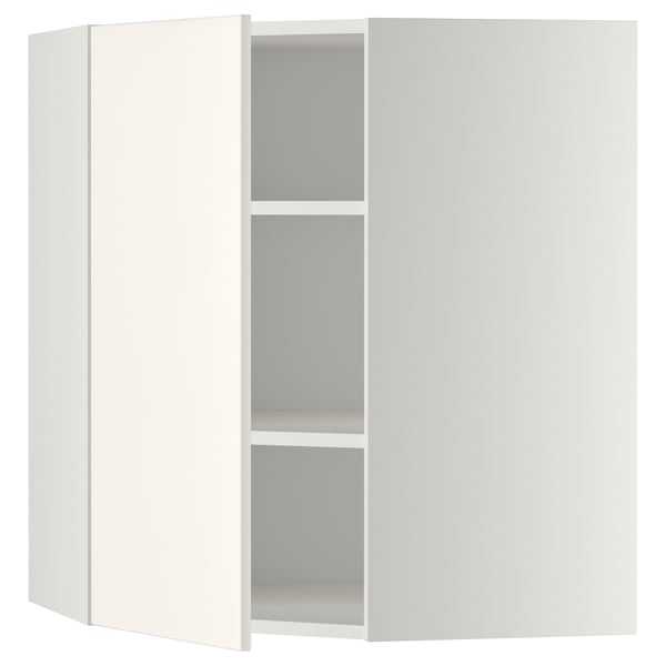 Armoire de cuisine blanche METOD, unité d’angle, style veddinge, étagères réglables.