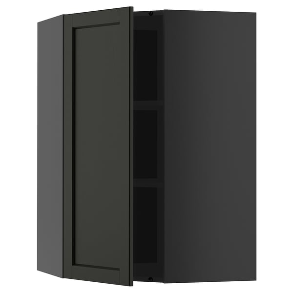 Armoire de cuisine METOD en frêne teinté noir avec étagère réglable.
