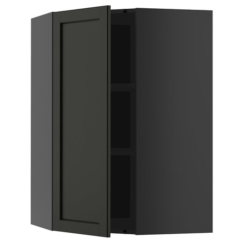 Armoire de cuisine METOD en frêne teinté noir avec étagère réglable.