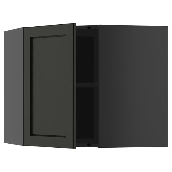 Armoire de cuisine METOD, bois teinté noir, rectangulaire, design à une porte, étagère réglable.