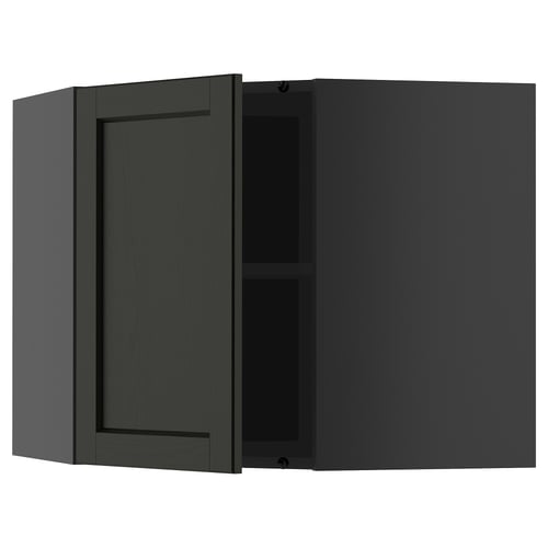 Armoire de cuisine METOD, bois teinté noir, rectangulaire, design à une porte, étagère réglable.