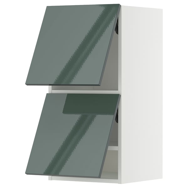 Armoire de cuisine METOD gris-vert brillant au design moderne.
