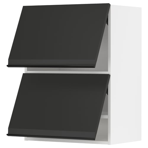 Armoire de cuisine noire moderne avec une finition mate élégante et des lignes épurées.