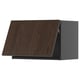 Armoire en bois brun foncé avec un design moderne et élégant. Forme rectangulaire, surfaces planes et style minimaliste.
