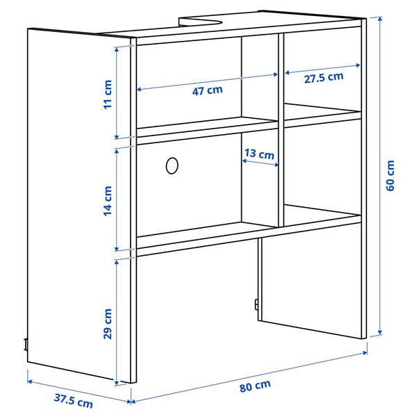 Illustration avec les mesures du produit : METOD.