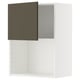 Meuble de cuisine METOD avec portes brun foncé/beige, cadre blanc, étagère réglable, design moderne.