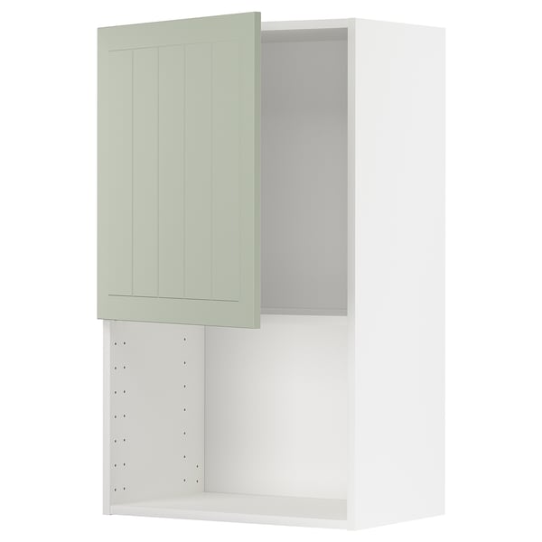Armoire de cuisine METOD verte avec étagère blanche, forme rectangulaire, design moderne.