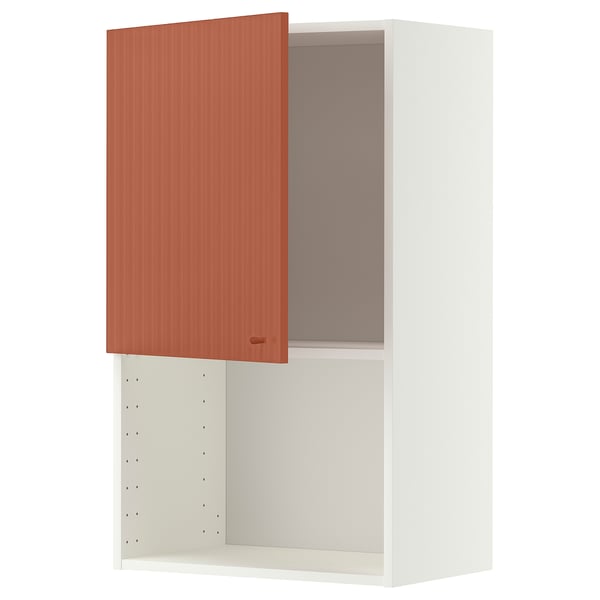 METOD Élément mural pour micro-ondes, blanc/Terrsjö motif ondulé rouge-brun, 60x100 cm