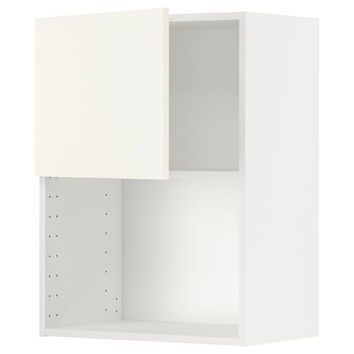 Une armoire de cuisine METOD blanche avec une étagère réglable et des charnières à encliquetage.