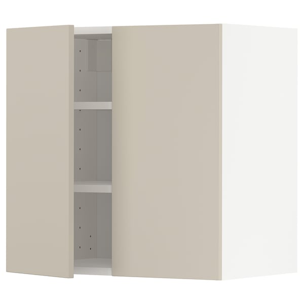 Armoire de cuisine METOD beige avec 2 étagères réglables, design lisse moderne.