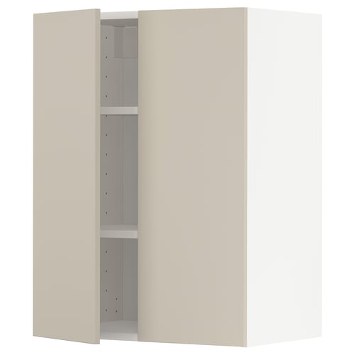 Un meuble de cuisine METOD beige avec des étagères réglables. Il s’agit d’une unité murale au design lisse et minimaliste.