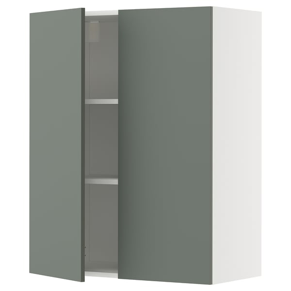 Armoire de cuisine METOD, gris-vert, murale, deux portes, forme carrée, design moderne.