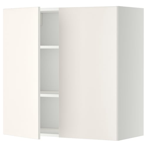 Armoire murale METOD blanche, forme rectangulaire, design lisse, 2 portes, 2 étagères.