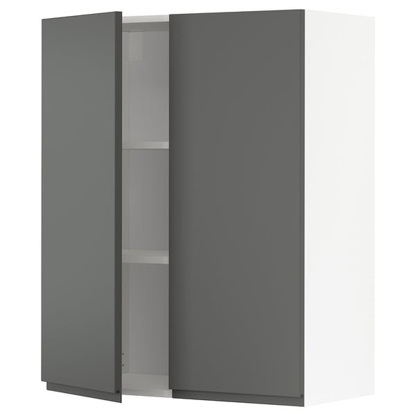 Armoire de cuisine METOD, gris foncé, design moderne avec poignées intégrées, cadre robuste et étagères réglables.
