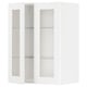 Armoire de cuisine METOD blanche avec portes vitrées et étagères réglables.