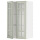 Armoire de cuisine ikea METOD vert sauge avec portes en verre et étagères réglables.