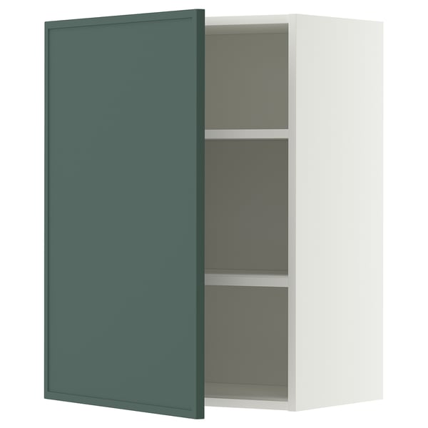 METOD Élément mural + tablettes, blanc/Aspudden gris-vert foncé, 60x80 cm