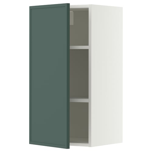 METOD Élément mural + tablettes, blanc/Aspudden gris-vert foncé, 40x80 cm
