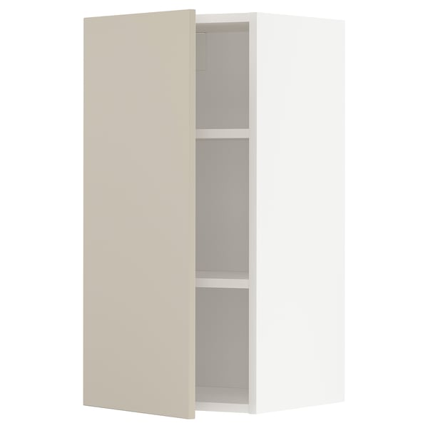 Meuble mural de cuisine METOD, beige, rectangulaire, 3 étagères, finition lisse.