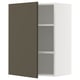 Armoire de cuisine METOD, blanche avec porte marron foncé, forme carrée, étagère réglable.