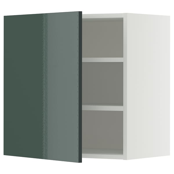 Armoire murale METOD, finition brillante gris-vert, forme rectangulaire avec étagère réglable.