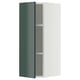 Armoire METOD, gris-vert brillant, murale, cadre blanc, deux étagères.