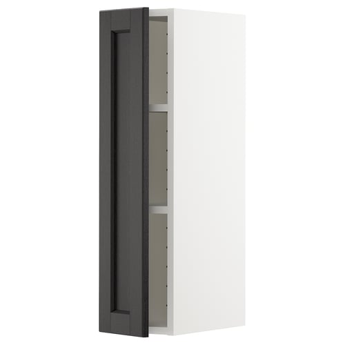 Armoire murale METOD blanche avec porte biseautée noire.