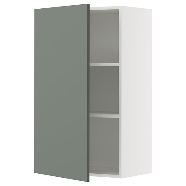 Armoire de cuisine METOD, blanche avec porte gris-vert, rectangulaire, design moderne.