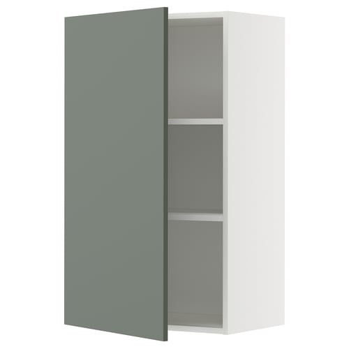 Armoire de cuisine METOD, blanche avec porte gris-vert, rectangulaire, design moderne.
