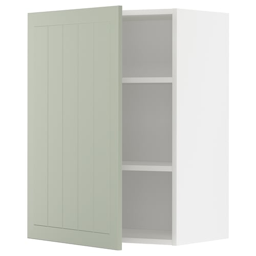 Armoire murale METOD, verte, deux étagères, intérieur blanc, panneaux verticaux.