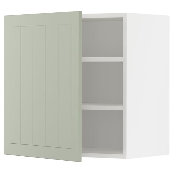 Armoire de cuisine METOD verte avec étagères réglables.