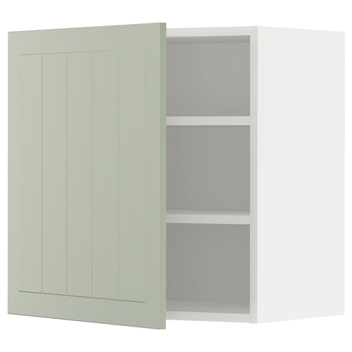 Armoire de cuisine METOD verte avec étagères réglables.