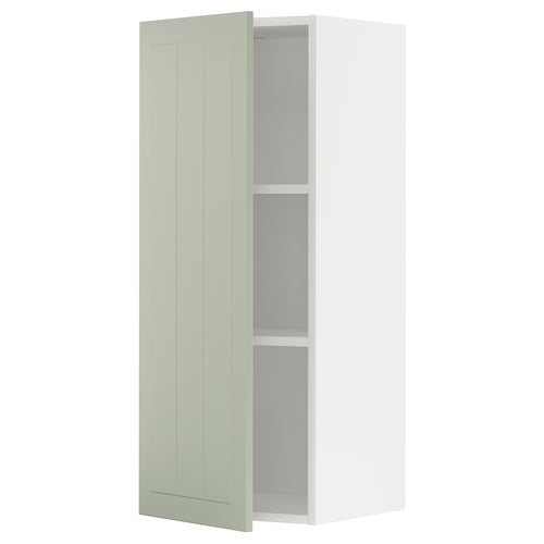 Armoire murale METOD, vert clair, rectangulaire, deux étagères, design moderne.