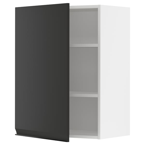 Armoire murale METOD en noir mat avec étagères réglables.