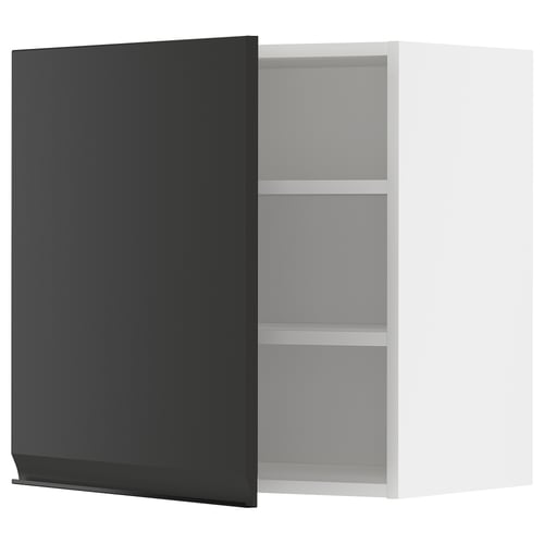Armoire de cuisine METOD, noir moderne, forme carrée, intérieur blanc.