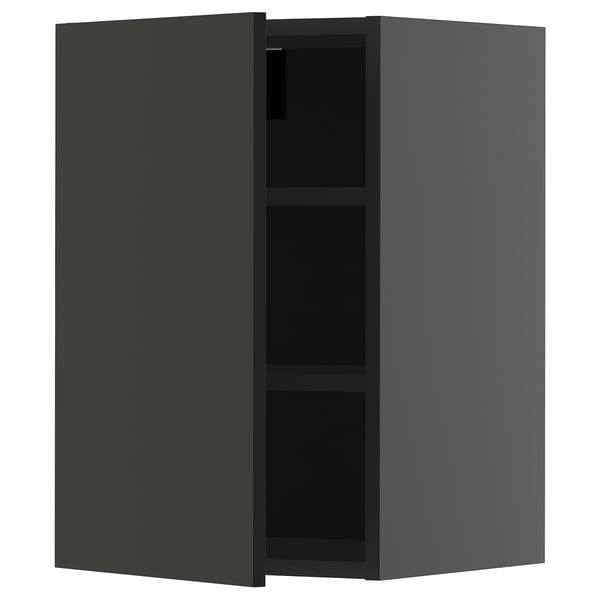 Une armoire murale de cuisine METOD gris foncé avec une seule étagère réglable et une porte réversible.