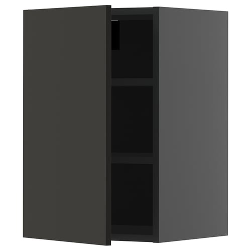 Une armoire murale de cuisine METOD gris foncé avec une seule étagère réglable et une porte réversible.