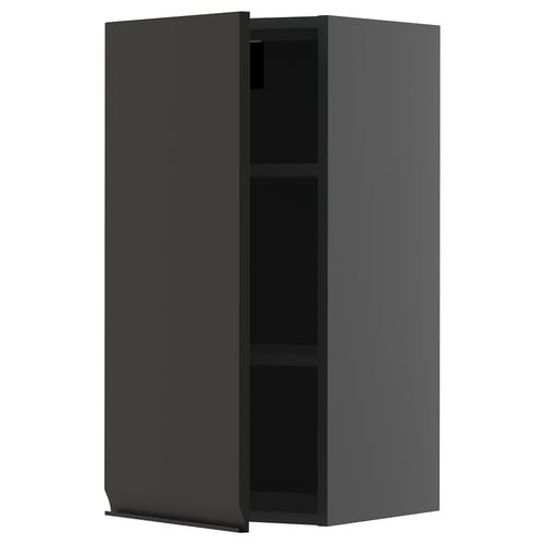 Armoire de cuisine moderne noire METOD avec étagères réglables.