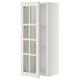 Armoire de cuisine METOD blanche avec portes vitrées, étagères réglables.