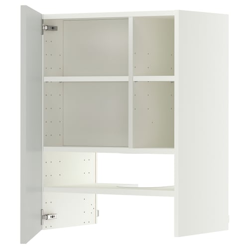 METOD Élt mur pr hotte av tabl/pte, blanc/Aspudden gris clair, 60x80 cm