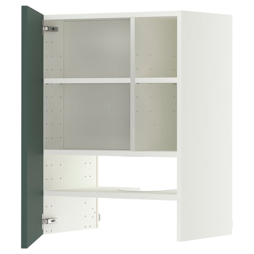 METOD Élt mur pr hotte av tabl/pte, blanc/Aspudden gris-vert foncé, 60x80 cm