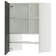 Armoire de cuisine METOD blanche avec porte brillante gris-vert, étagères réglables et design moderne.