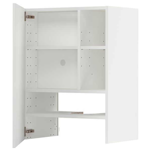 Unité de cuisine METOD blanche, design moderne, étagères réglables, 2 portes, forme carrée.