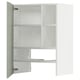 Meuble de cuisine METOD en blanc : design moderne et modulaire avec étagères réglables et charnières. Idéal pour un rangement personnalisable.