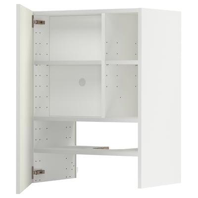 Armoire de cuisine blanche METOD avec étagères réglables et charnières en nickel.