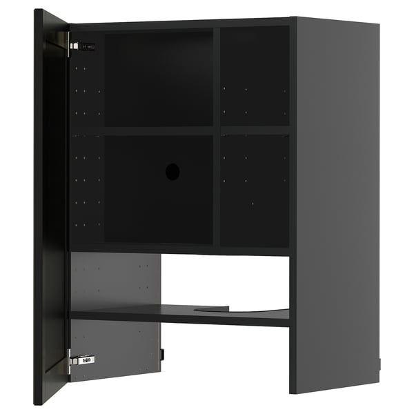 Armoire METOD, grise, rectangulaire, moderne, étagères réglables, porte battante.